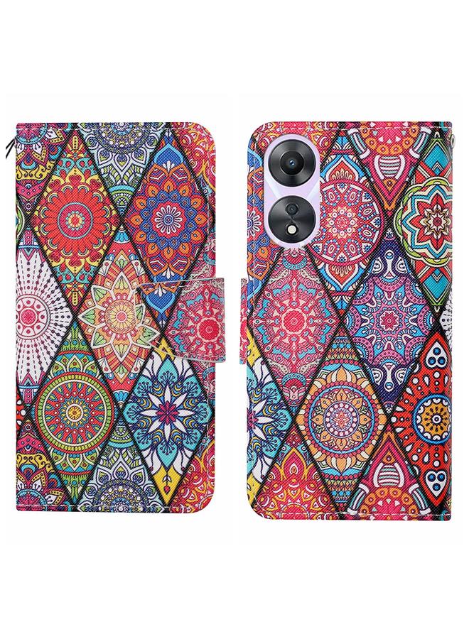 اس-توب جراب هاتف جلدي بنمط رسم ملون لهاتف OPPO A78 4G - Image 1