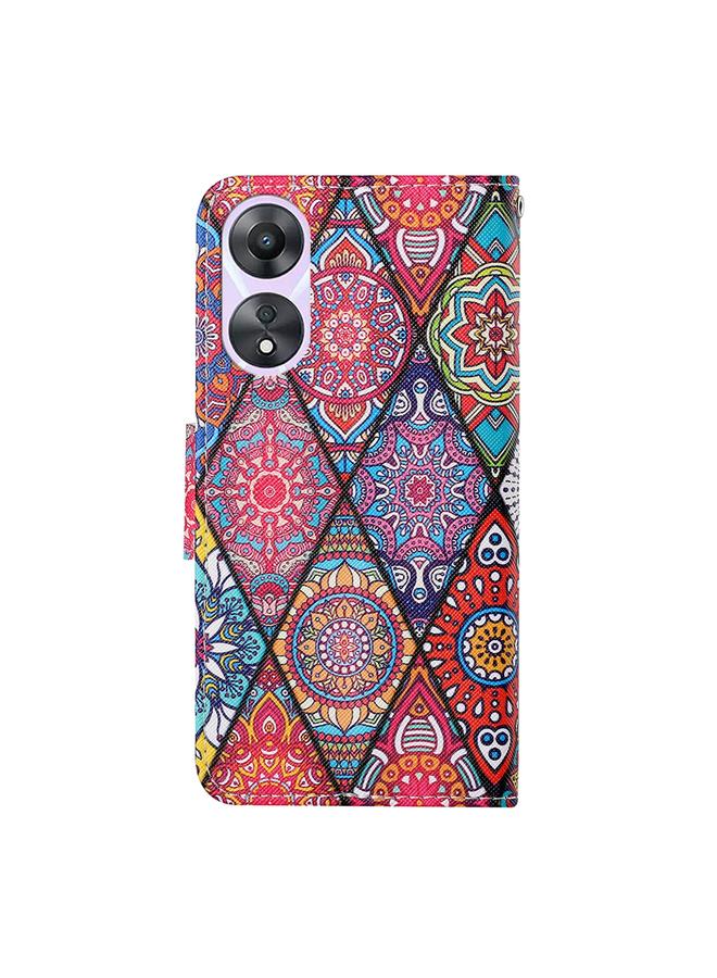 اس-توب جراب هاتف جلدي بنمط رسم ملون لهاتف OPPO A78 4G - Image 4