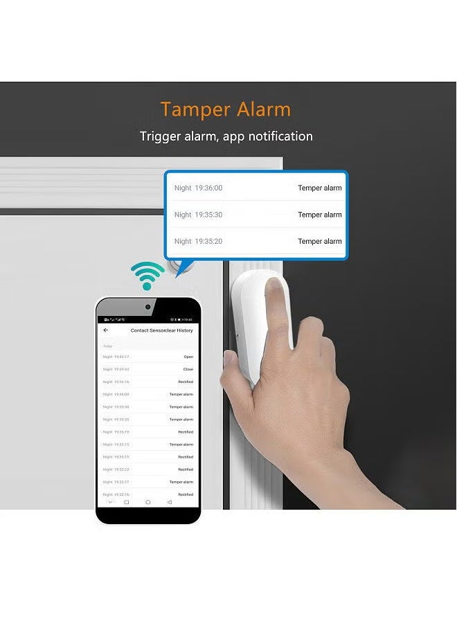 TUYA - Wifi Door Sensor Alarm,  Magnetic Wireless Door Window Detector Sensor Alarm System, Durable Wireless Home Anti Theft Door Alarm, Entry Detector Sensor For Home Security, White - Image 1