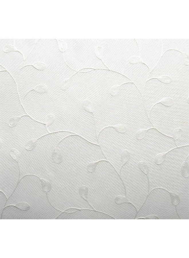 MIUCO Floral Embroidery Semi Sheer Curtains Faux Linen Grommet Curtains for Bedroom 52 x 63 Inch 2 Panels Off White - Image 4