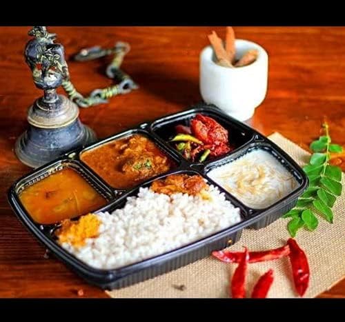 Tia Crafts صينية وجبات من 5 أقسام مقاومة للميكروويف من تيا كرافتس مع غطاء للعشاء والغداء | مصنوعة من بلاستيك فيرجن خالي من BPA بنسبة 100% باللون الأسود (25) - Image 4