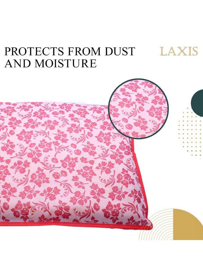 LAXIS علامة HOMFIL - غلاف ساري مفرد مطبوع غير منسوج LAXIS، حقيبة ساري عبوة من 10 قطع، أغطية ساري شفافة بسحاب، أغطية ساري للتخزين، منظم خزانة، الحجم-36x42x2 سم (خوخي) - Image 5