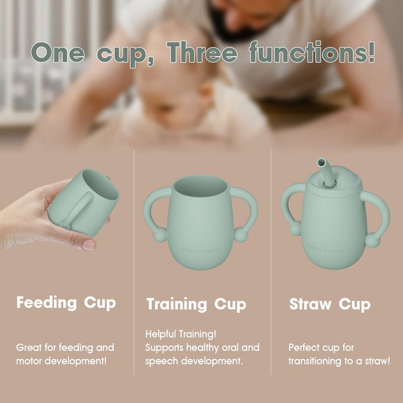 Cuddle Campus 100% Silicone Baby Training Cup, Shatterproof Toddler Sippy Cups with Straw, Open Cup for Baby, 6+ Months 4 Oz - Image 2