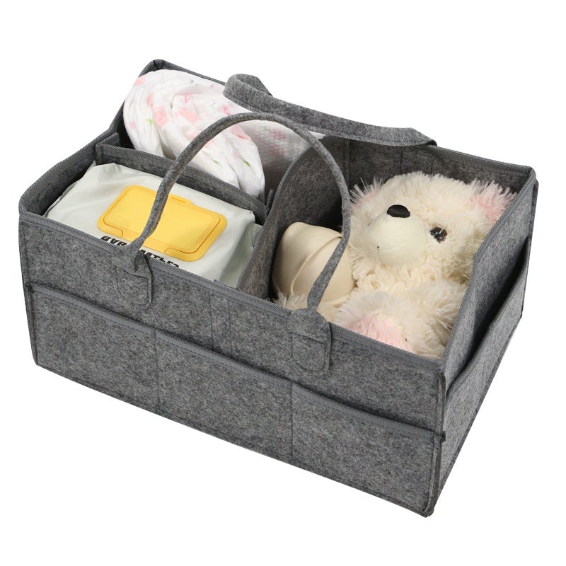 Large Capacity Foldable Wool Felt Travel Bag Mommy Bag Maternity Business Trip Picnic Handbag Storage Dark gray edging 