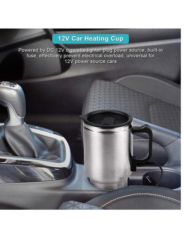 12 V Premium Car Heating Mug 450 ml Stainless Steel Travel Electric Coffee Cup - Image 4