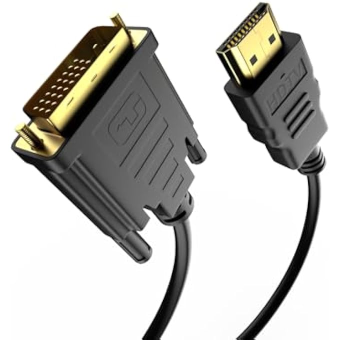 rayihni HDMI TO DVI CABLE 4K 1.8M, BIDIRECTIONAL DVI-D 24+1 TO HDMI ADAPTER HIGH SPEED ADAPTER CABLE ON D-VI TO H-DMI, SUPPORT 1080P FULL HD FOR PROJECTOR, LAPTOP, TV, PC, DVD PLAYER, BLACK - Image 1