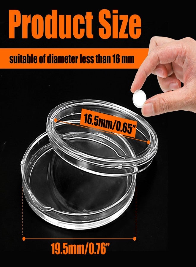 BuleVina 100 Pieces 16mm Clear Round Coin Holder Plastic Coin Container Case Collection Supplies - Image 2