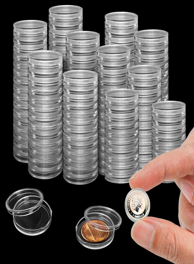 BuleVina 100 Pieces 16mm Clear Round Coin Holder Plastic Coin Container Case Collection Supplies - Image 1