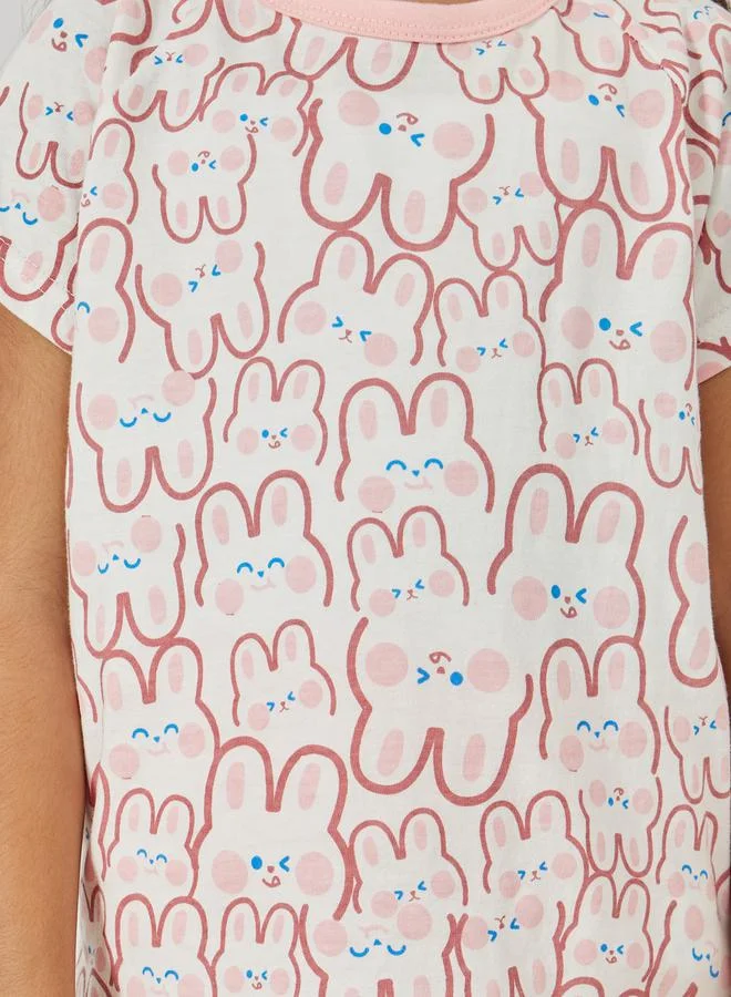 Styli Bunny Graphic Print T-Shirt & Shorts Set