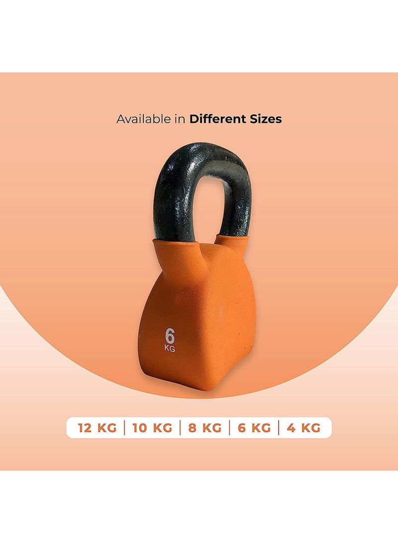 anythingbasic. Premium Cast Iron Vinyl Half Coating 6 KG Kettle Bell for Gym, Home Gym  - Image 5