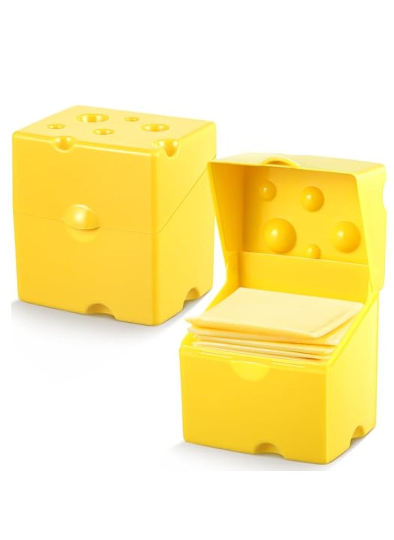 KASTWAVE 2 Pcs Cheese Slice Crisper Butter Storage for Refrigerator, Cheese Container, Cheese Slice Holder with Lids, Plastic Cheese Box for Fridge Airtight Food, Charcuterie Safe, 4.13 x 3.94 x 3.15 Inch  - Image 1