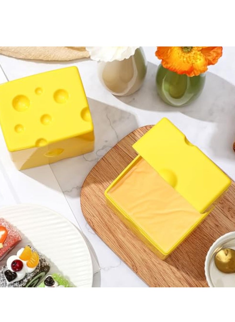 KASTWAVE 2 Pcs Cheese Slice Crisper Butter Storage for Refrigerator, Cheese Container, Cheese Slice Holder with Lids, Plastic Cheese Box for Fridge Airtight Food, Charcuterie Safe, 4.13 x 3.94 x 3.15 Inch  - Image 2
