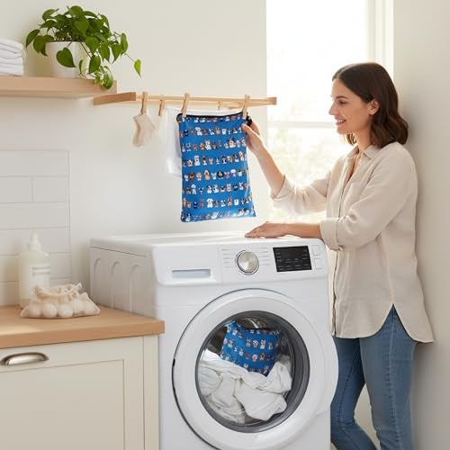 FLOCK THREE Washable and Reusable Wet Bag Diaper Bag Water Resistant Swimming Bag Travel Toiletries Pouch Cute Dog Print Zippered 12.6'' x 16.5'' - Image 5