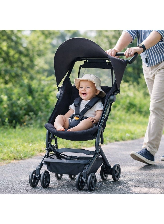 Lightweight Foldable Baby Stroller with Adjustable Canopy, 5-Point Safety Harness, Smooth Rolling Wheels, Compact Travel Design, Comfortable Seat, Easy One-Hand Folding for Newborns & Toddlers - Image 4