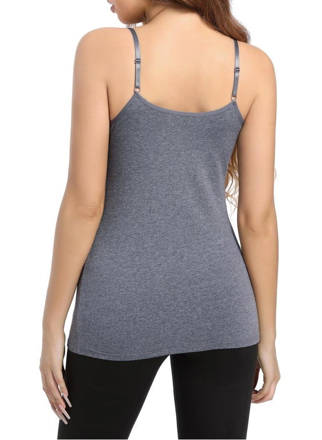 SUIEK Nursing Tops Tank Shirt Cami Sleep Bra for Maternity and Breastfeeding, O-black/Gray/Dark Grey/White 4pcs, M - Image 3