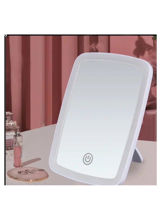 فيجن مرآة مكياج باضاءة ليد مع حساس اللمس، 3 أوضاع إضاءة بألوان مختلفة - أبيض، طبيعي ودافئ، سطوع قابل للتعديل، مرآة تجميل قابلة للطي محمولة على الطاولة مع شحن يو اس بي ، بطارية ليثيوم قابلة لإعادة الشحن ابيض - Image 3