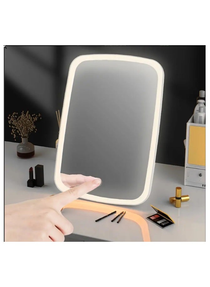 فيجن مرآة مكياج باضاءة ليد مع حساس اللمس، 3 أوضاع إضاءة بألوان مختلفة - أبيض، طبيعي ودافئ، سطوع قابل للتعديل، مرآة تجميل قابلة للطي محمولة على الطاولة مع شحن يو اس بي ، بطارية ليثيوم قابلة لإعادة الشحن ابيض - Image 4