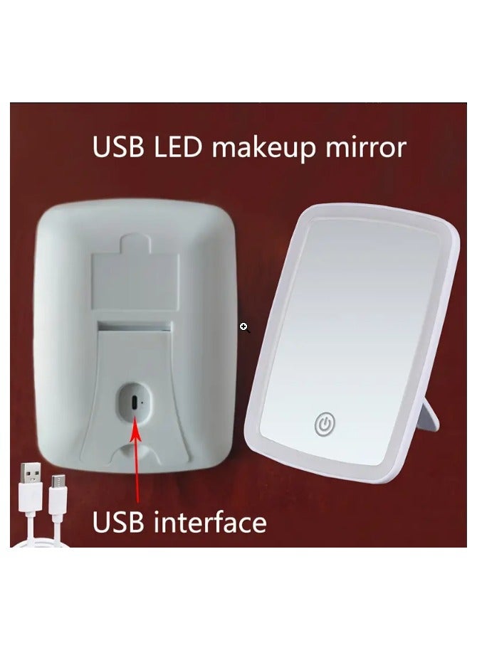 فيجن مرآة مكياج باضاءة ليد مع حساس اللمس، 3 أوضاع إضاءة بألوان مختلفة - أبيض، طبيعي ودافئ، سطوع قابل للتعديل، مرآة تجميل قابلة للطي محمولة على الطاولة مع شحن يو اس بي ، بطارية ليثيوم قابلة لإعادة الشحن ابيض - Image 5