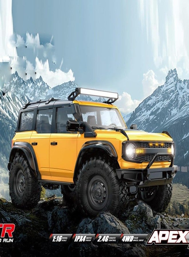 EXOMOON سيارة EXOMOON RC للتحكم عن بعد، شاحنة زاحفة صخرية بمقياس 1:16، بتردد 2.4 جيجا هرتز، دفع رباعي، جاهزة للتشغيل، مناسبة لجميع التضاريس، سيارة سباق للهواة، نموذج عالي الجودة، لون أصفر، مزودة بمصابيح LED. - Image 4