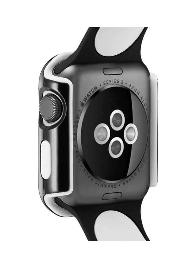 NIBEMINENT Protective Bumper Case Cover For Apple Watch Series 3 42mm Black/White - Image 3