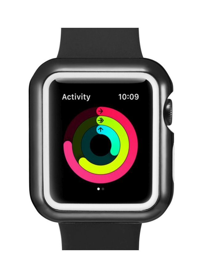 NIBEMINENT Protective Bumper Case Cover For Apple Watch Series 3 42mm Black/White - Image 2