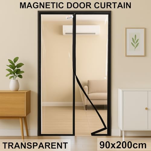 Royalkart® Transparent PVC Magnetic Door Curtain | Hands Free Self-Closing Screen | Blocks Insects & Outside Dust | Clear See-Through Screen for Home, Kitchen, AC Room, Shop | Door Size- 90cm x 200cm - Image 2