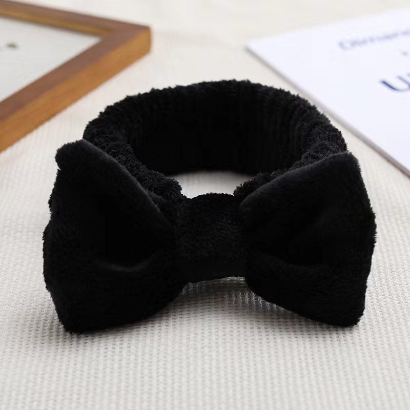 Generic Coral Fleece Hairband for Makeup and Face Washing Black 