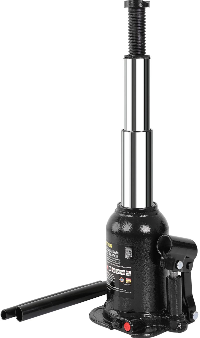 Torin 8 Ton 16000 LBs Double Ram Welded Hydraulic Car Bottle Jack for Auto Repair and House Lift Black ATH80802XB