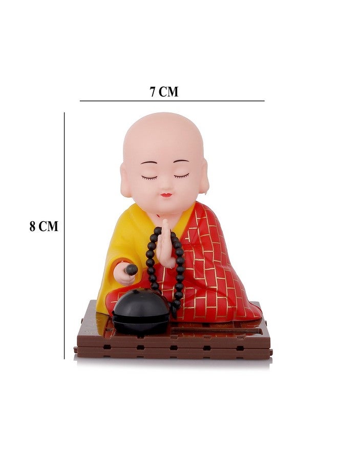 sculpmart Solar Powered Moving Head And Hand Sitting Action Gautam Buddha Statue For Living Room | Car Dashboard | Home | Office Desk | Wealth & Prosperity- Red (Red), 6 Centimeters - Image 2
