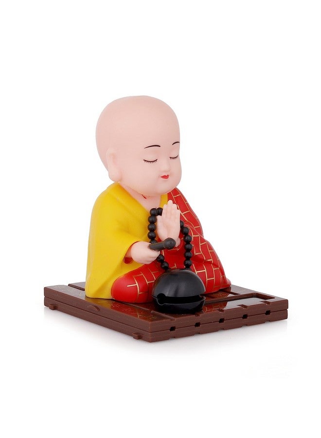 sculpmart Solar Powered Moving Head And Hand Sitting Action Gautam Buddha Statue For Living Room | Car Dashboard | Home | Office Desk | Wealth & Prosperity- Red (Red), 6 Centimeters - Image 3