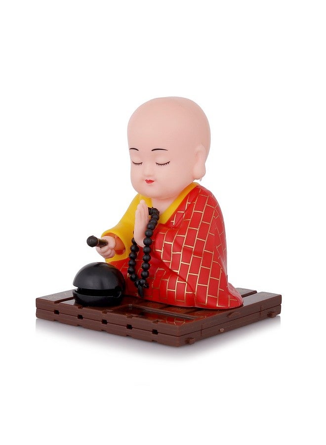 sculpmart Solar Powered Moving Head And Hand Sitting Action Gautam Buddha Statue For Living Room | Car Dashboard | Home | Office Desk | Wealth & Prosperity- Red (Red), 6 Centimeters - Image 5