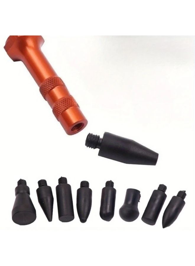 10pcs Diy Auto Paintless Dent Repair Kit Red 1set 9 Headed Hammer Tap Pen Car Hail Damage Concave Pit Shaping No Drill Dent Removal Durable Metal Tool - Image 4