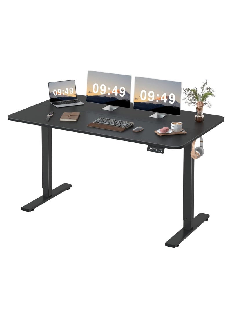 Mahmayi - Furmax Electric Height Adjustable Standing Desk Large 55 x 24 Inches Sit Stand Up Desk Home Office Computer Desk Memory Preset with T-Shaped Metal Bracket, Black - Image 1
