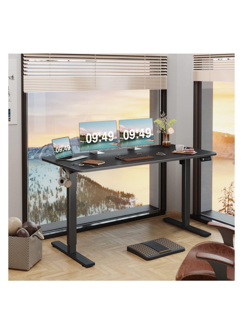Mahmayi - Furmax Electric Height Adjustable Standing Desk Large 55 x 24 Inches Sit Stand Up Desk Home Office Computer Desk Memory Preset with T-Shaped Metal Bracket, Black - Image 1