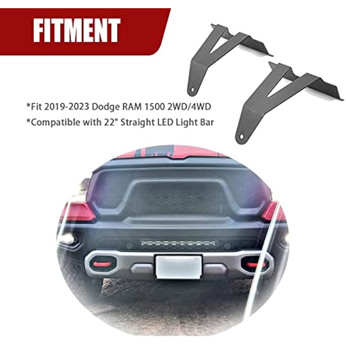 Wsays 22 Front Hidden Lower Bumper Light Bar Mounting Brackets Compatible With 20192021 Dodge Ram 1500 2Wd4Wd - Image 4