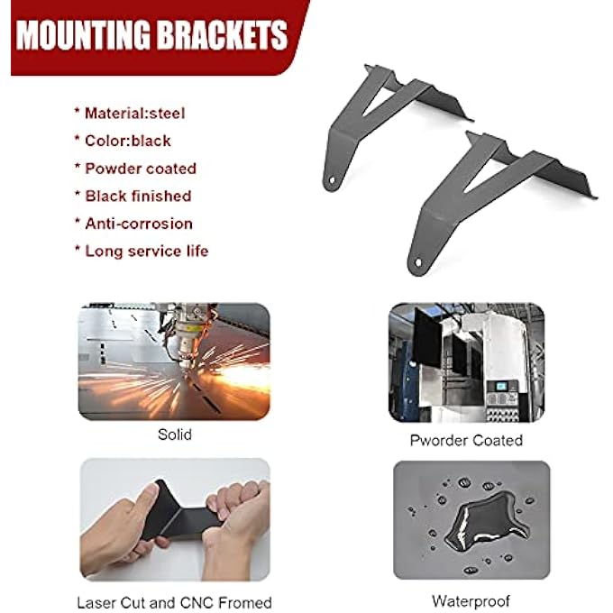 Wsays 22 Front Hidden Lower Bumper Light Bar Mounting Brackets Compatible With 20192021 Dodge Ram 1500 2Wd4Wd - Image 2