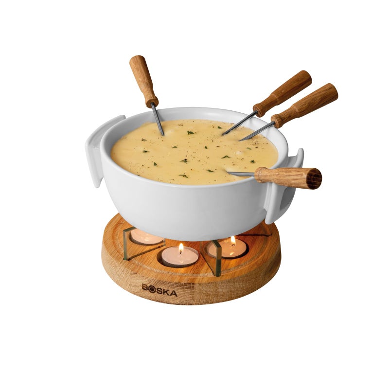 Boska Twinkle Cheese Fondue Pot Great for Meat Chocolate and Cheese Snack Serve 4 Persons Wedding Registry Items Kitchen Gifts for Family Housewarming Use with Fondue Sticks