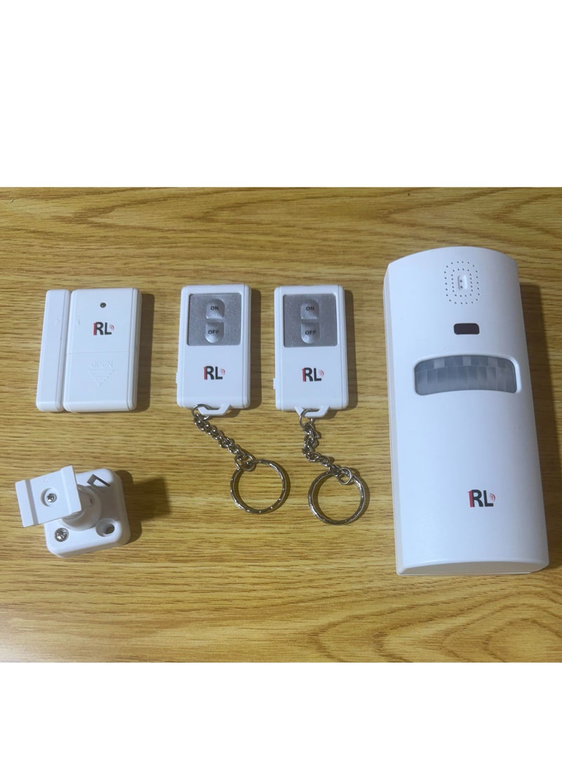 آر إل RL-98034، مجموعة إنذار PIR، مستشعر حركة مع جهازي تحكم عن بعد وملامسة للباب RL-98034, majmueat 'iindhar PIR, mustashear harakat mae jihazi tahkum ean bued wamulamasat lilbab - Image 1