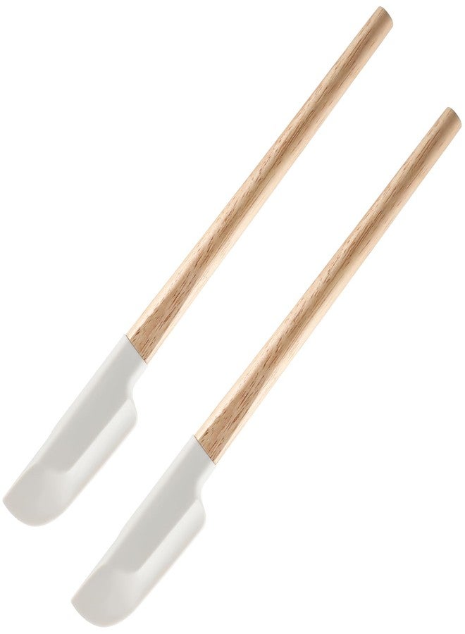 Apausvcm 2Pcs Wooden Handle Baking Spatula, 9 Inch Food Grade Rubber Spatula Small Silicone Spatulas for Baking Cooking Mixing (Wood) - Image 1