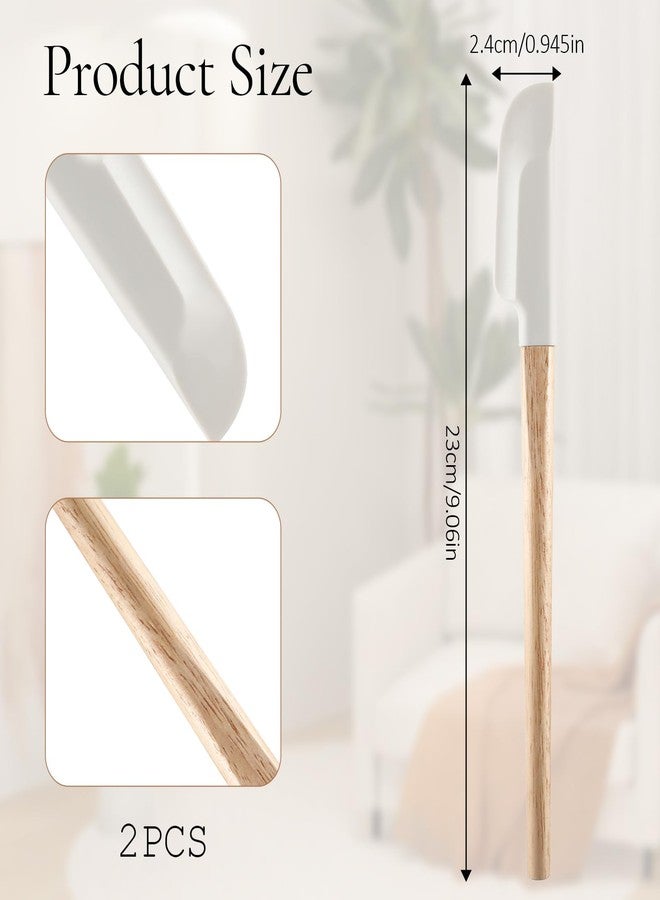 Apausvcm 2Pcs Wooden Handle Baking Spatula, 9 Inch Food Grade Rubber Spatula Small Silicone Spatulas for Baking Cooking Mixing (Wood) - Image 2