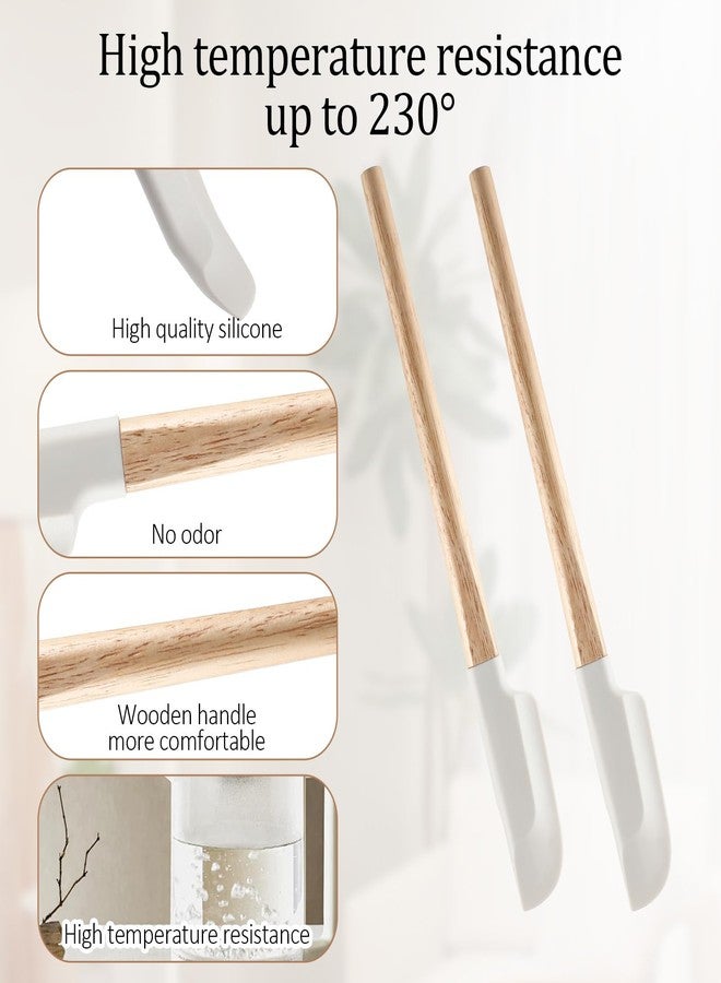 Apausvcm 2Pcs Wooden Handle Baking Spatula, 9 Inch Food Grade Rubber Spatula Small Silicone Spatulas for Baking Cooking Mixing (Wood) - Image 3