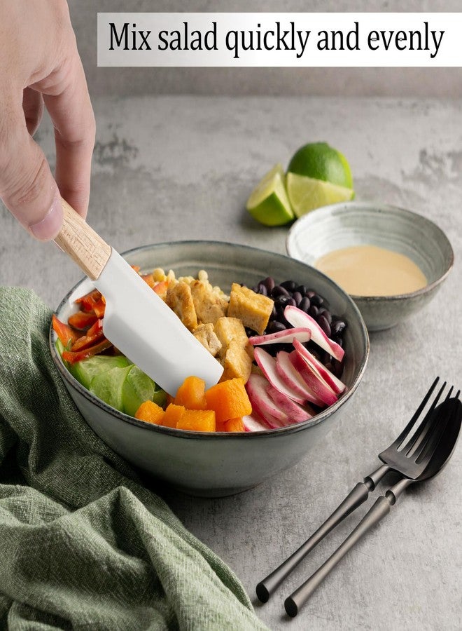 Apausvcm 2Pcs Wooden Handle Baking Spatula, 9 Inch Food Grade Rubber Spatula Small Silicone Spatulas for Baking Cooking Mixing (Wood) - Image 5
