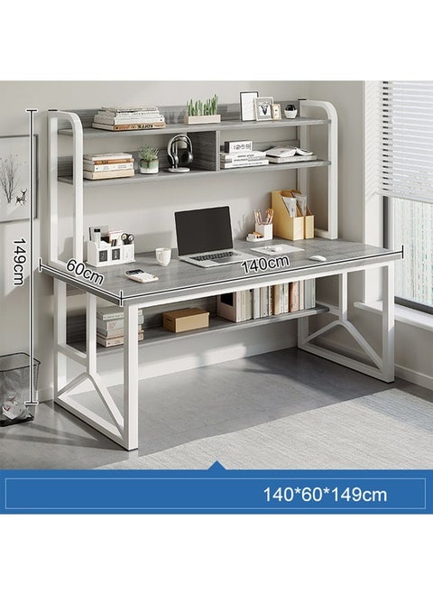 Multifunctional Computer Table 140 cm And Office Desk With 2 Layer Book Shelf