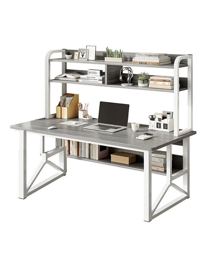 KLNAMAEAAN - Multifunctional Computer Table 140 cm And Office Desk With 2 Layer Book Shelf - Image 1