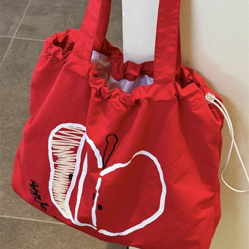 Women's Nylon Drawstring Tote Shoulder Bag - Image 4