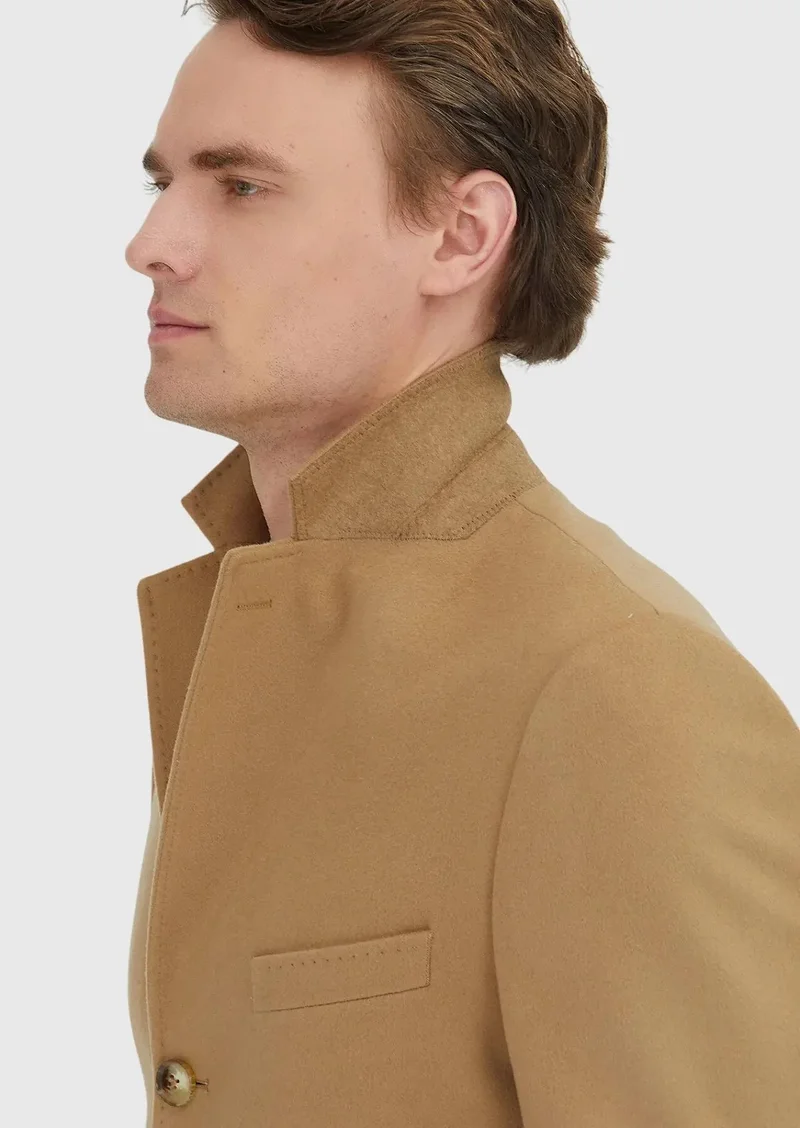 رامسي معطف كلاسيكي منسوج بقصة عادية من قماش الباف