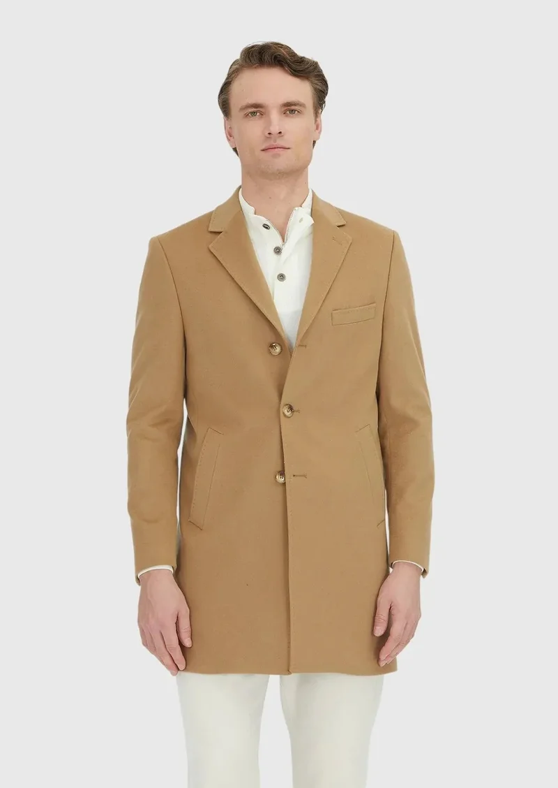 رامسي معطف كلاسيكي منسوج بقصة عادية من قماش الباف