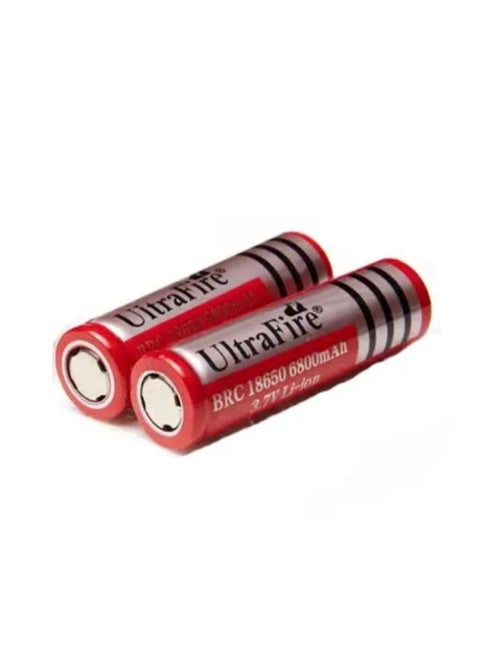 2 Pieces 18650 Li-ion Rechargeable Batteries 3.7V 6800mAh Large Capacity Cylindrical Button top for Solar Lights, String Lights, Remote Control, Flashlight Camera, Projection lamp