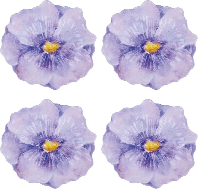 UP أطباق حلوى ملونة من UPware بشكل زهرة اللافندر، أطباق تقديم صغيرة للوجبات الخفيفة والأطباق الجانبية، بنفسجي 75 × 7 بوصة، مجموعة من 4 - Image 1