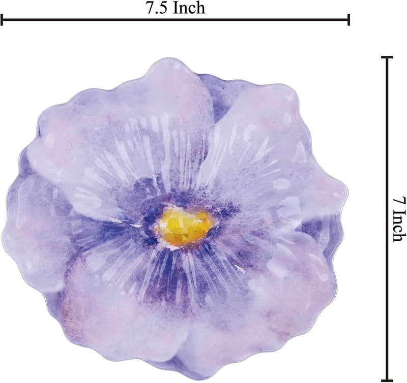 UP أطباق حلوى ملونة من UPware بشكل زهرة اللافندر، أطباق تقديم صغيرة للوجبات الخفيفة والأطباق الجانبية، بنفسجي 75 × 7 بوصة، مجموعة من 4 - Image 4